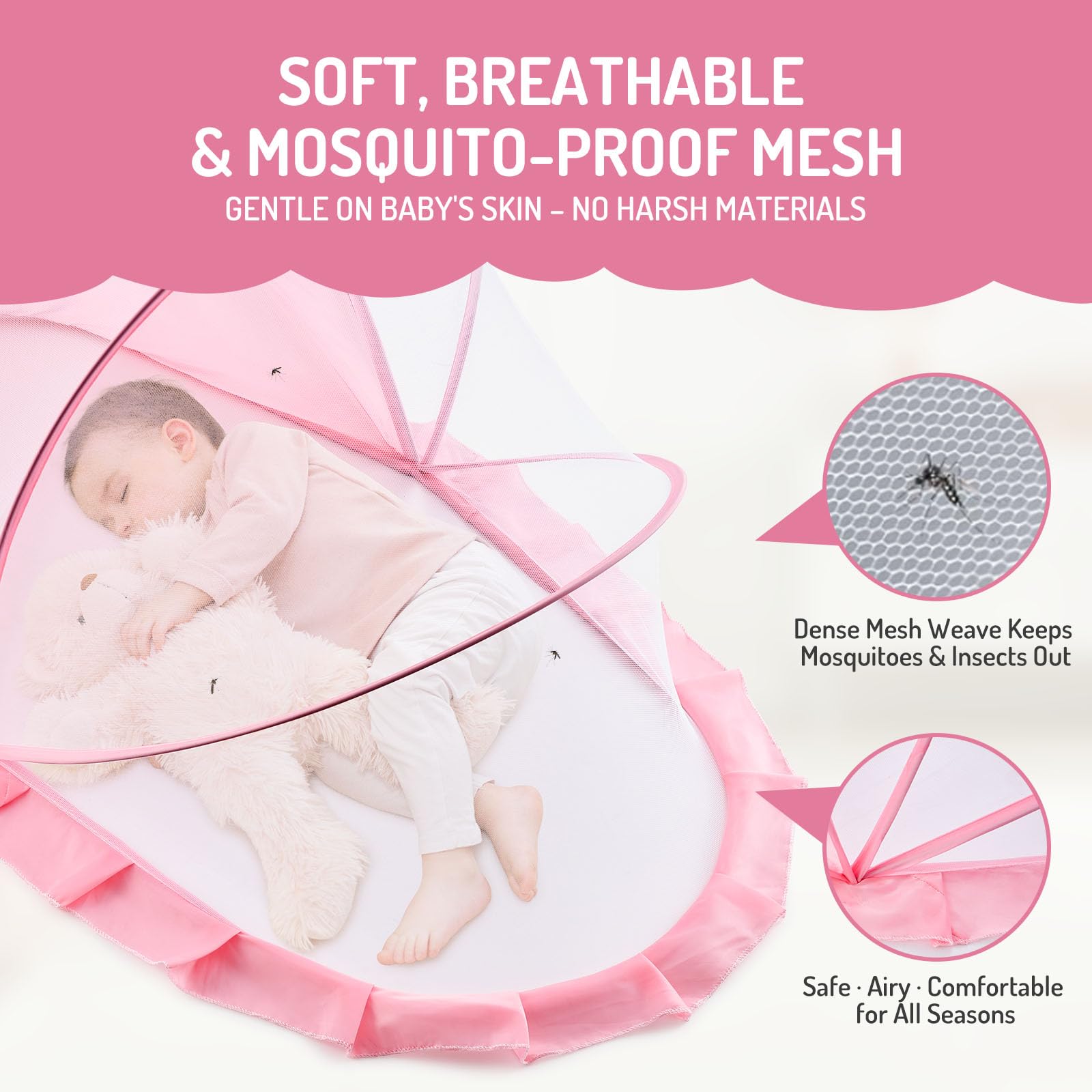 FUFVUTI baby sleep-space pink canopy for comfortable naps outdoors