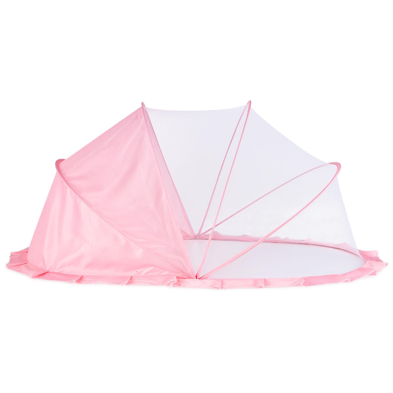 FUFVUTI folding crib net pink open hex mesh for breathable baby protection