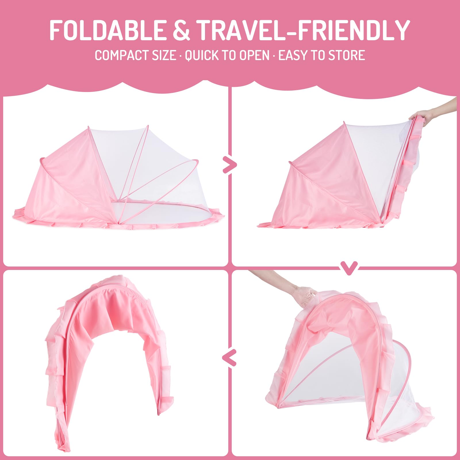 FUFVUTI indoor-outdoor pink crib net versatile canopy for sleeping