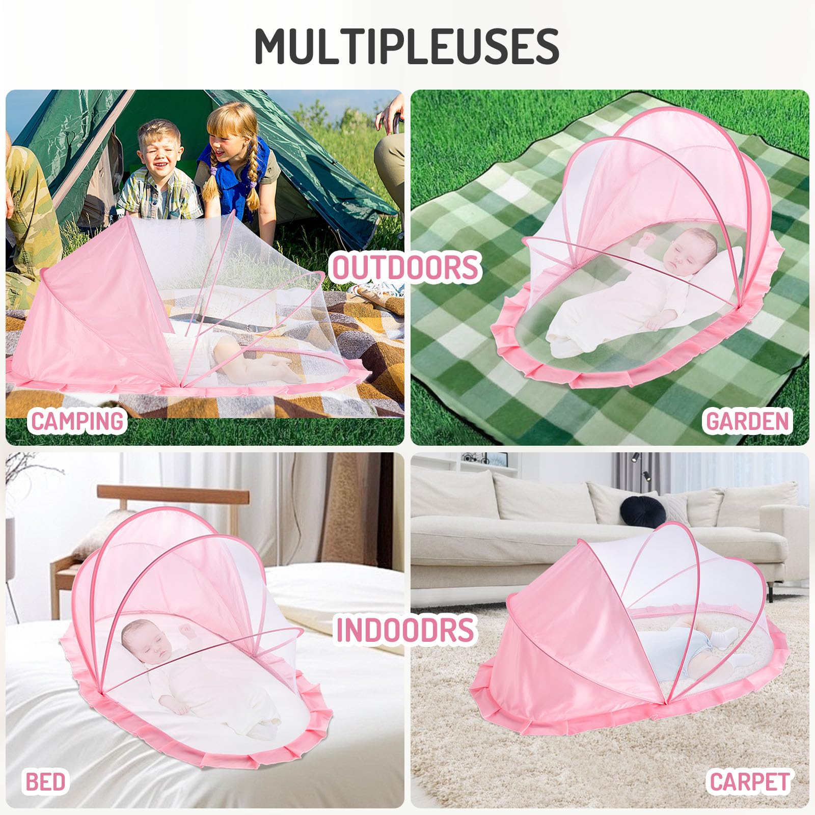 FUFVUTI travel-case pink crib net compact packing for trips