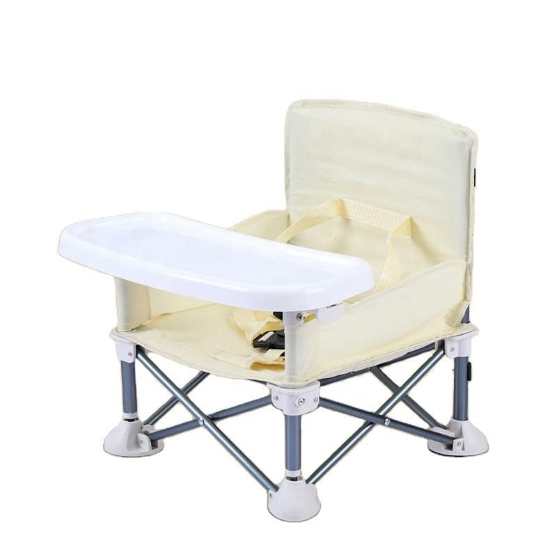 FUFVUTI portable baby chair beige with removable tray for easy feeding on the go.