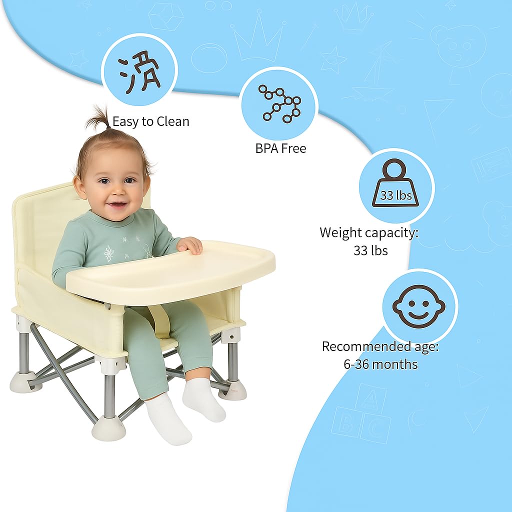 FUFVUTI portable baby chair at the beach shows sturdy support on sand.