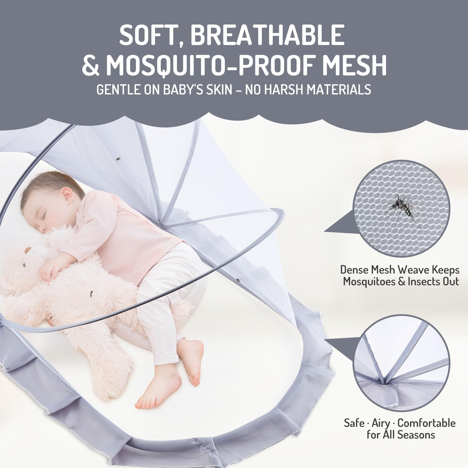 FUFVUTI portable-travel-baby-bed highlights lightweight foldable design for vacations.