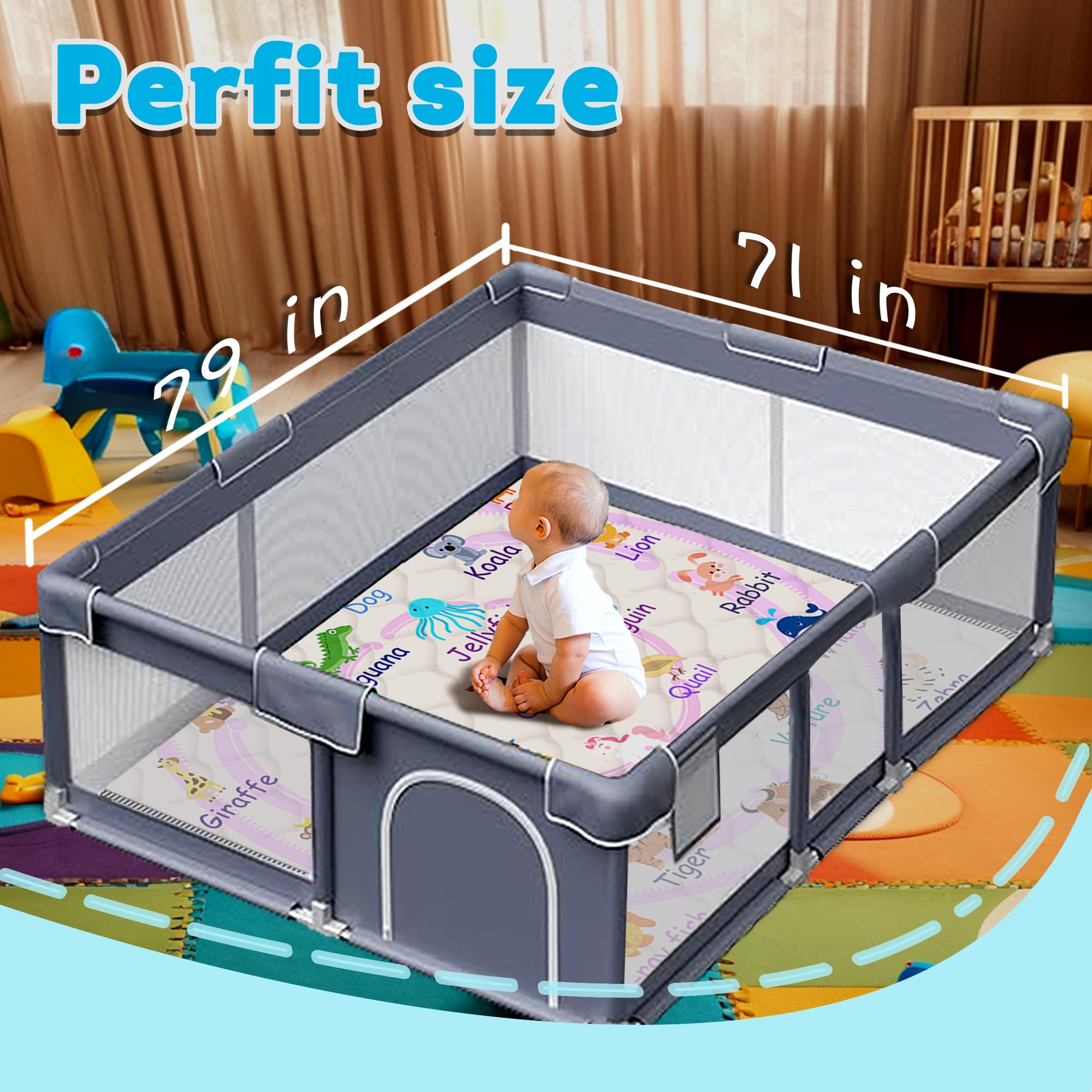 FUGWU baby play mat folded portable design highlights easy storage and travel.