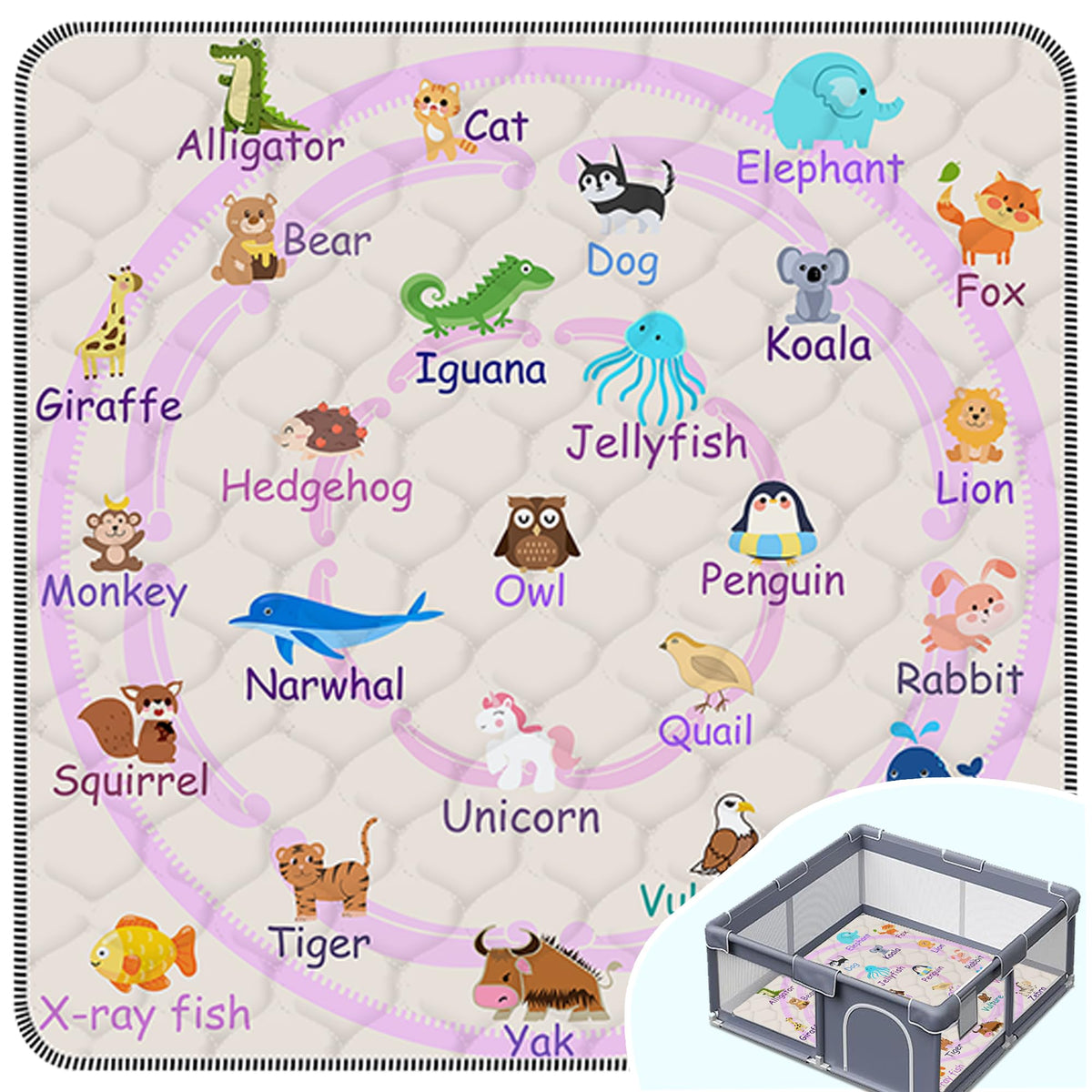 FUGWU baby play mat soft-surface close-up shows cushioned, safe floor play.
