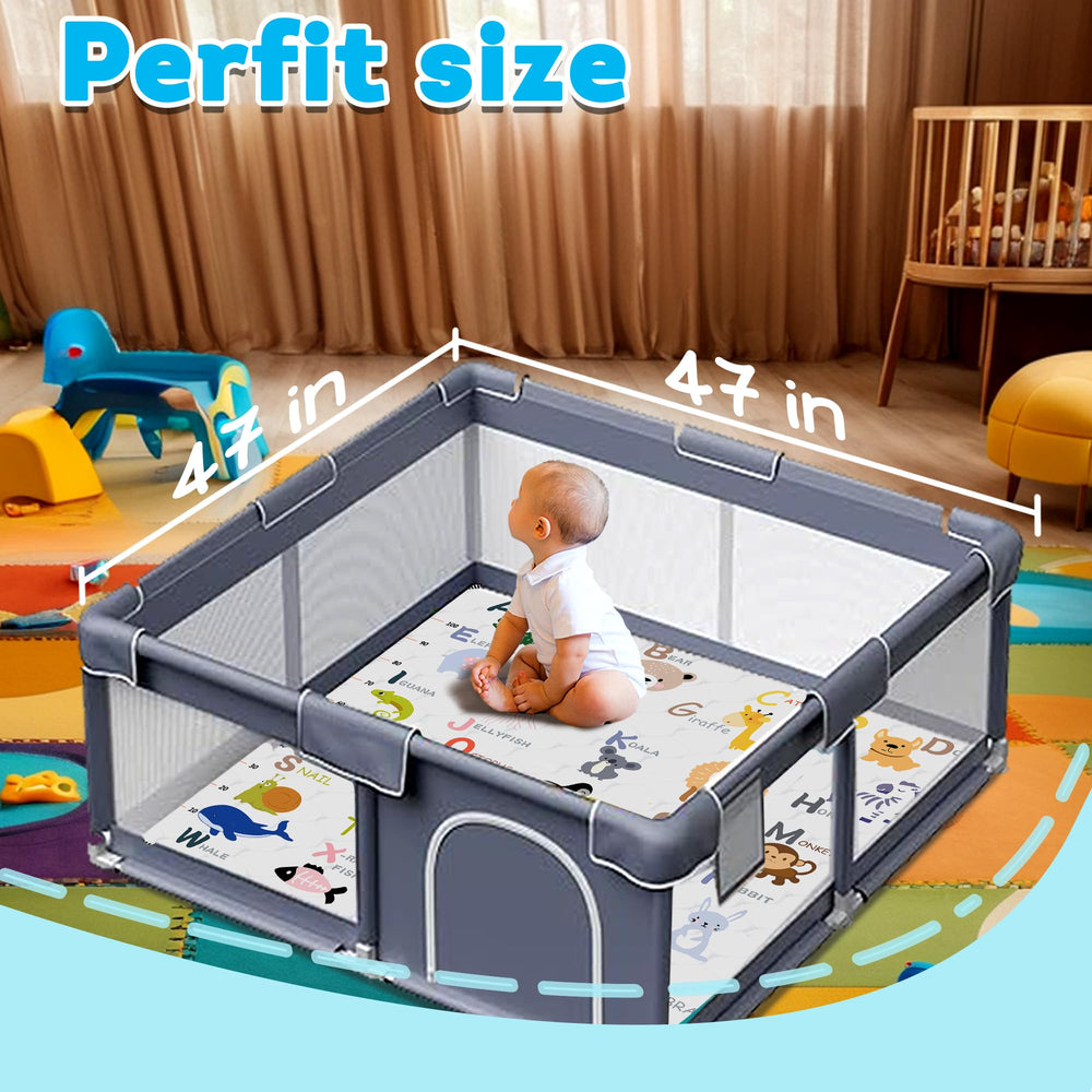 FUGWU baby mat foldable design illustrated for easy portability and storage.