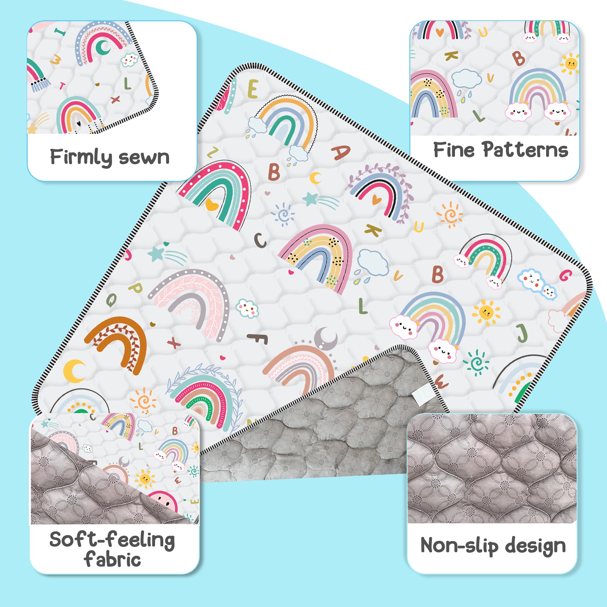 FUGWU baby play mat with non-slip bottom keeps babies safe during play.