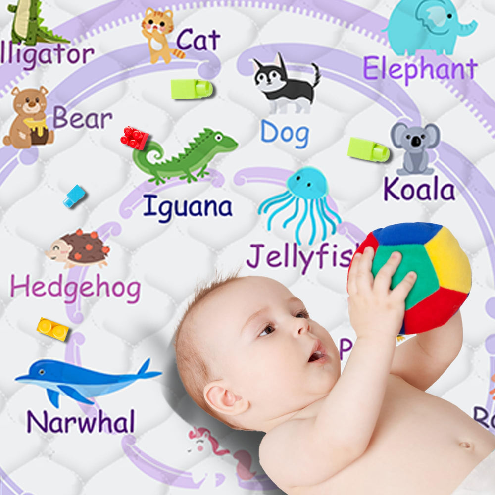 FUGWU baby play mat purple animal folded-compact for compact storage and travel.