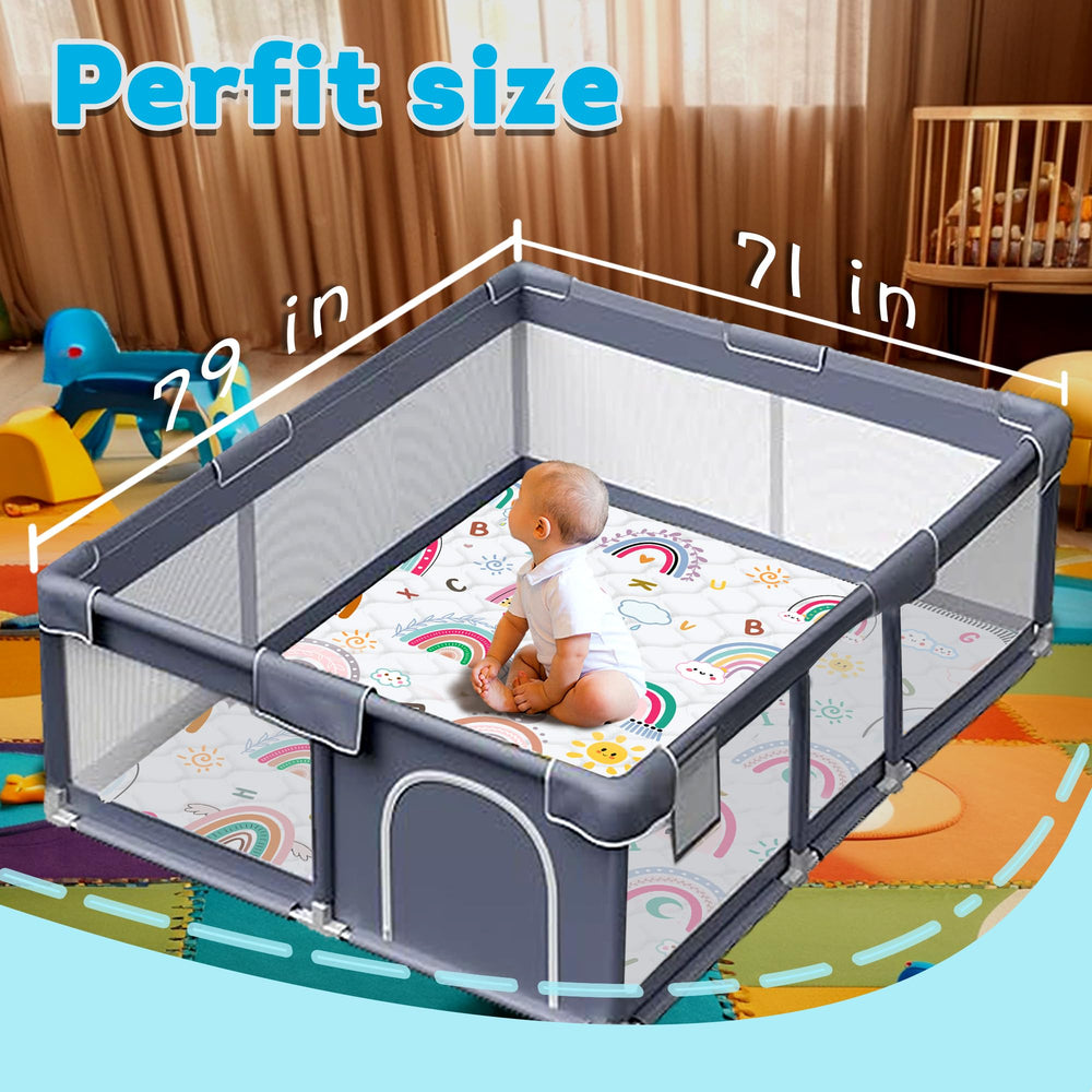 FUGWU large 71x79 inch mat creates a roomy play area.