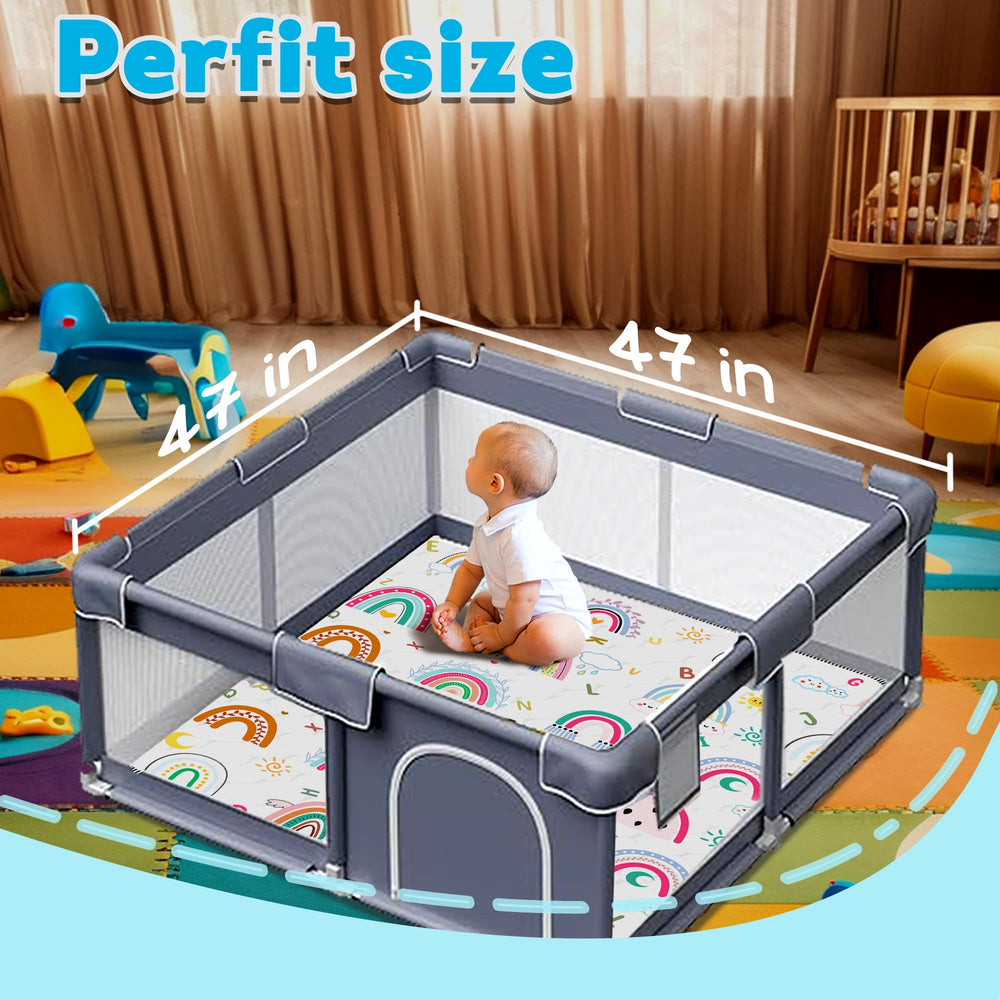 FUGWU rainbow-pattern play mat provides visual stimulation for development.