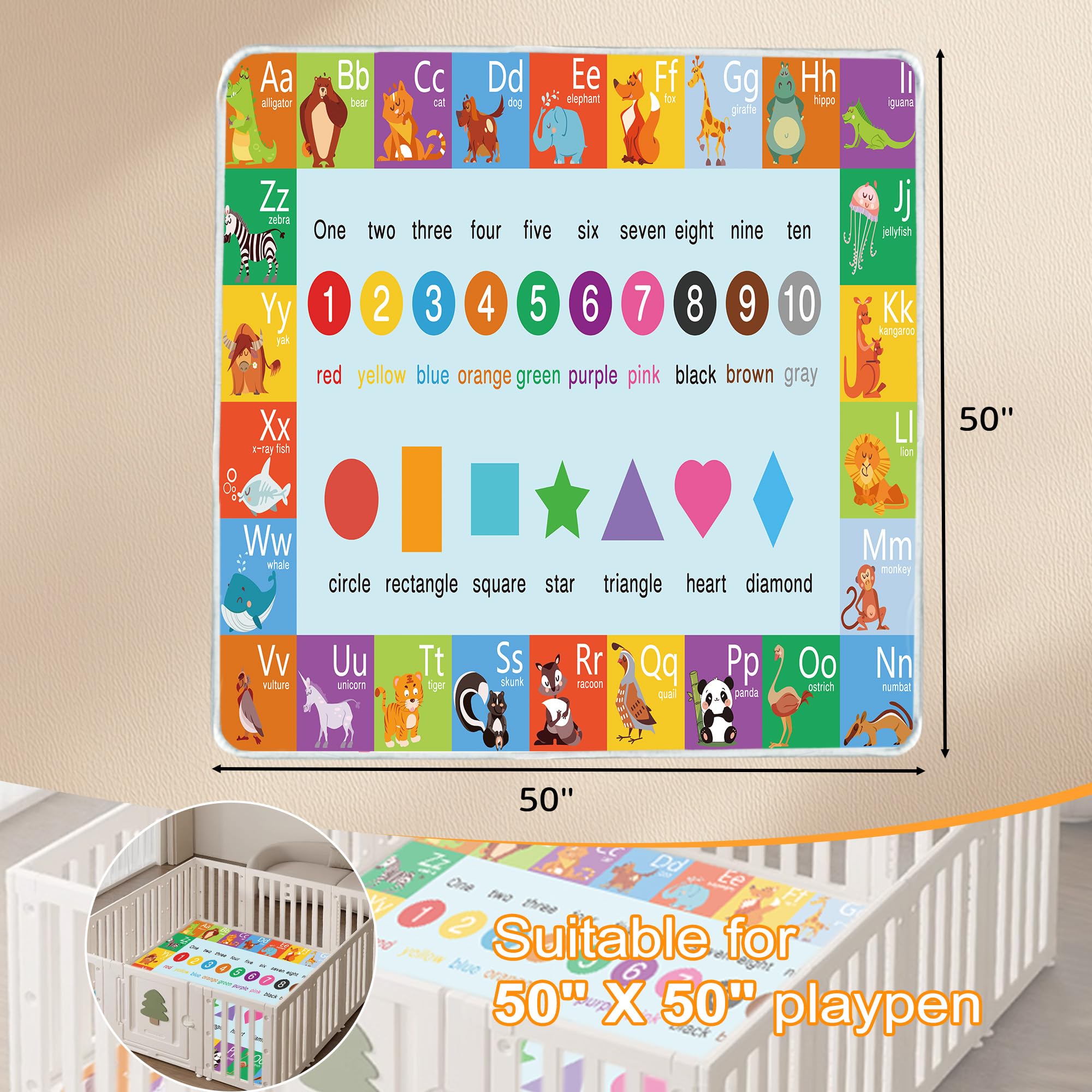FUGWU Alphabet Play Mat in a room highlighting the alphabet pattern