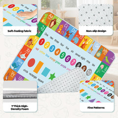 FUGWU Alphabet Play Mat close-up highlights 1-inch foam cushioning for kneeling