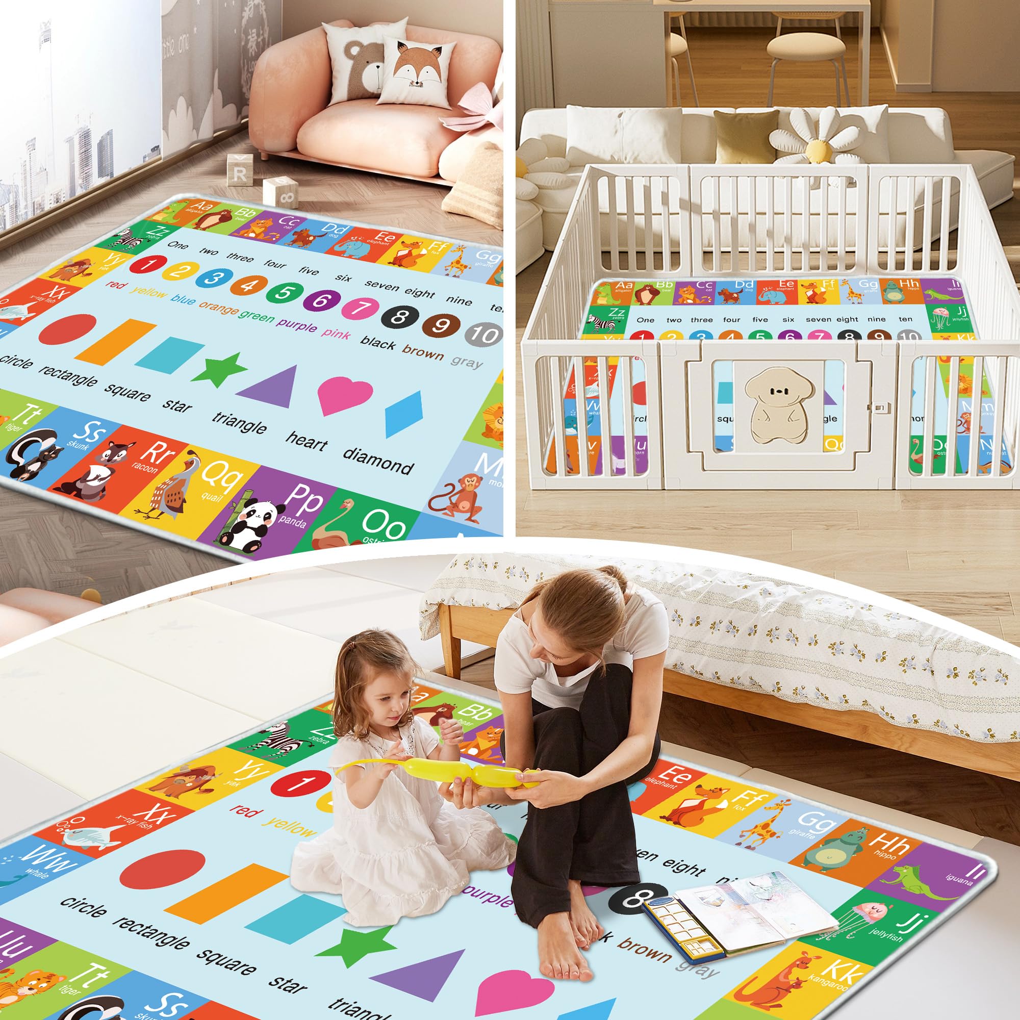 FUGWU Alphabet Play Mat used for tummy time and early crawling practice