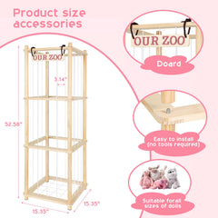 Fuilee elastic cord storage system enables quick plush retrieval of varying sizes.