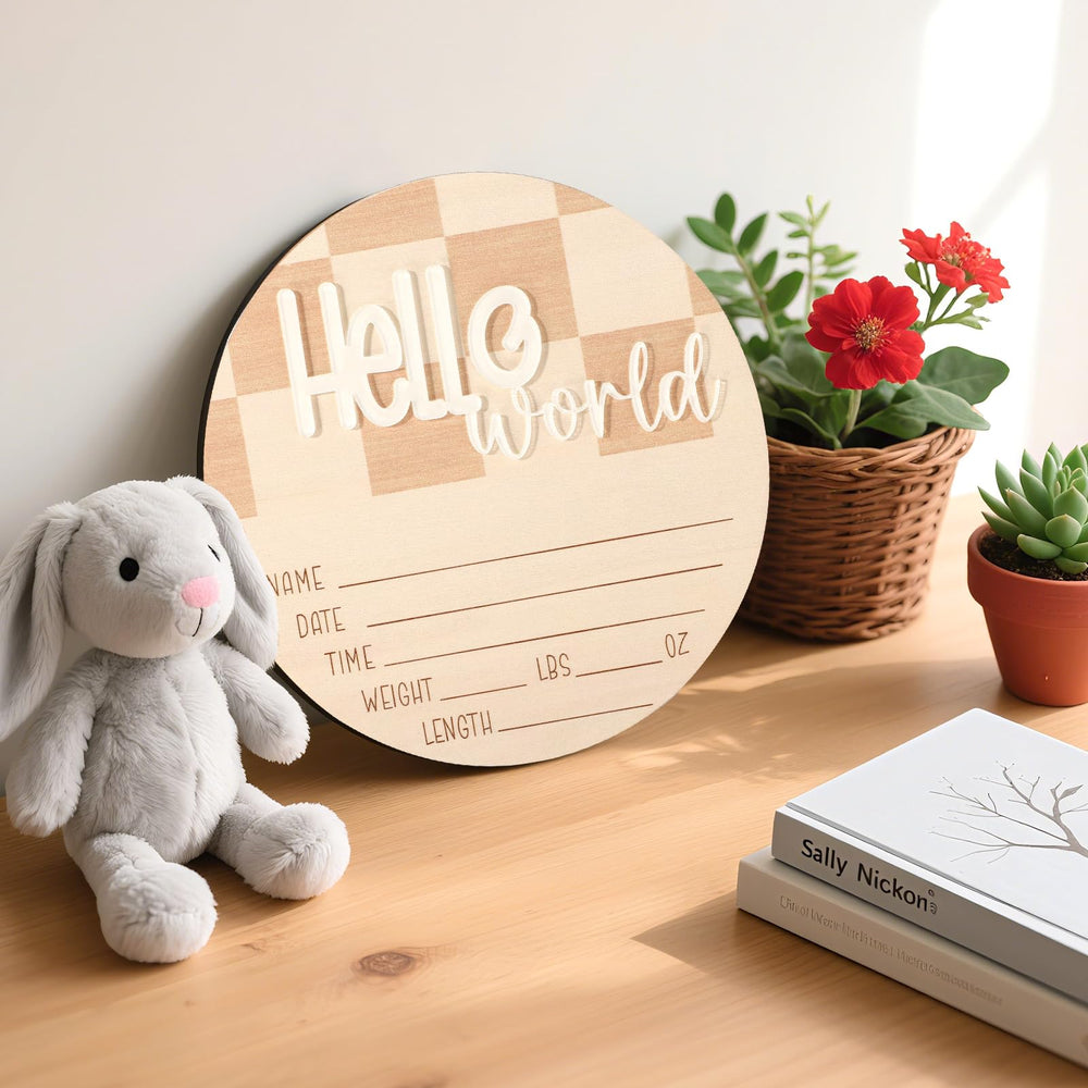 Fukaisu baby announcement sign used as a photo prop for newborn shoots