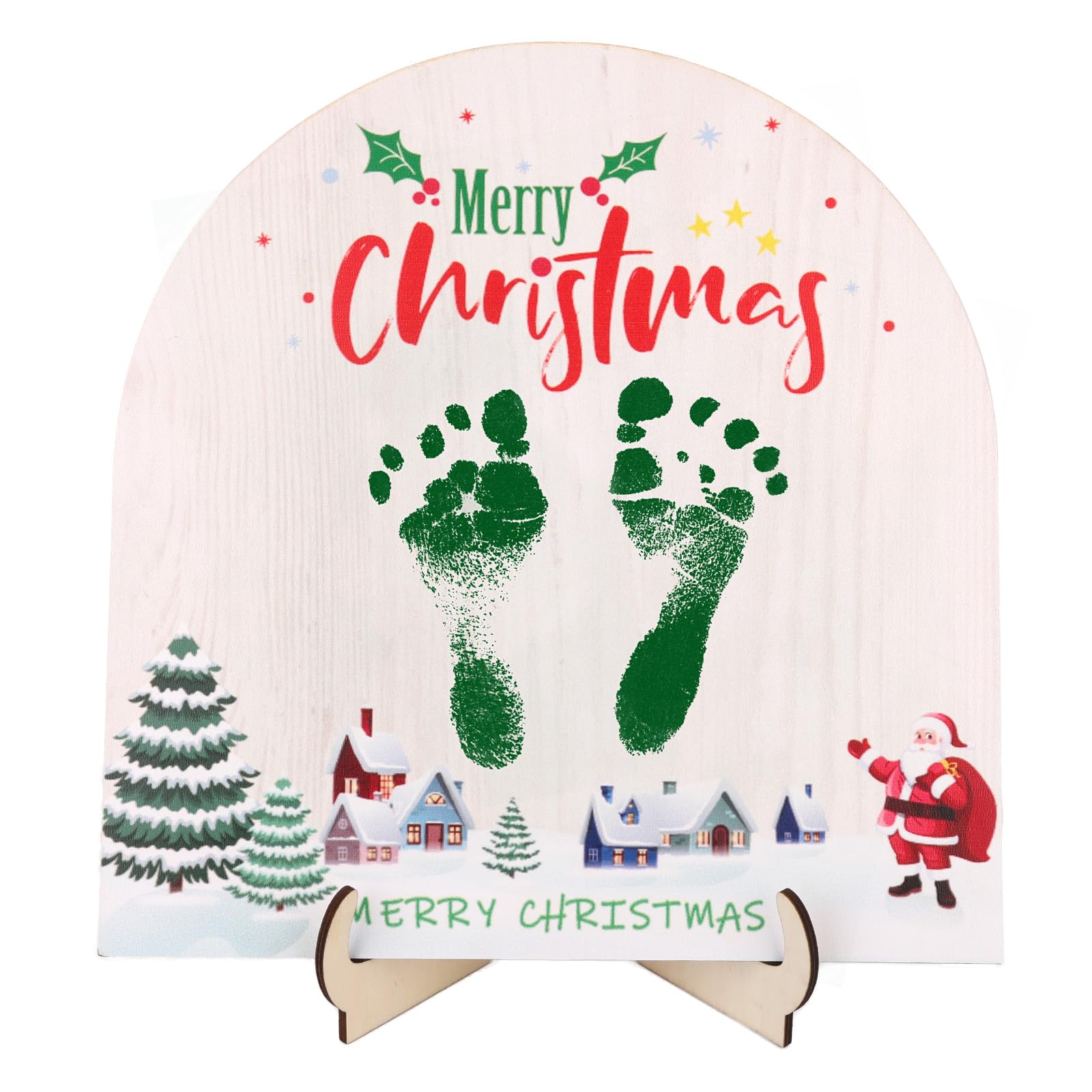 Fukaisu baby's first christmas sign ready for keepsake footprint photos