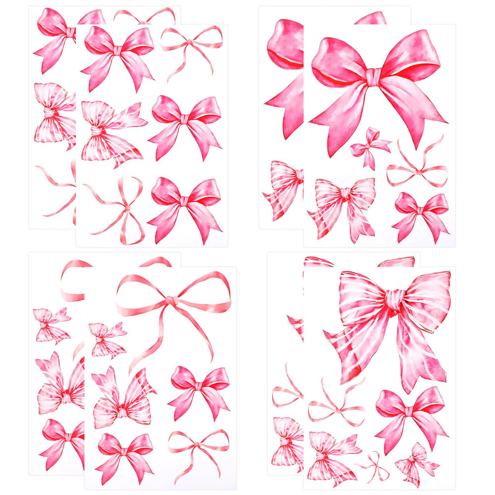 Fukaisu pink bow wall stickers eight sheets for versatile room decor.