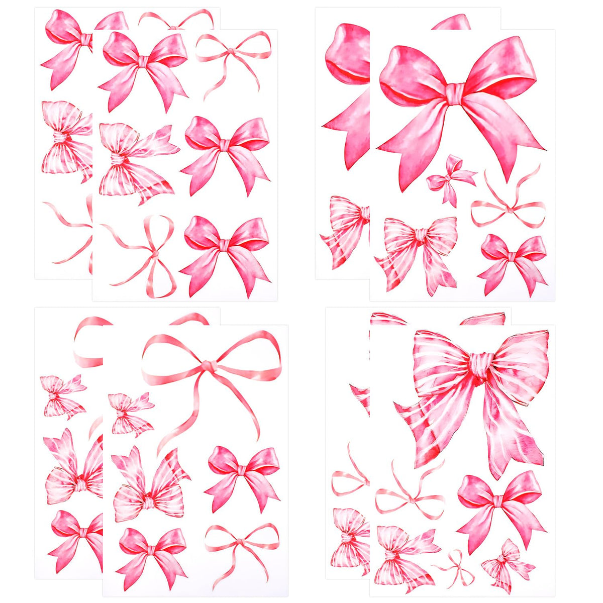 Fukaisu pink bow wall stickers eight sheets for versatile room decor.