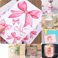 Fukaisu pink bow wall stickers on wall for cute, non-permanent decor.