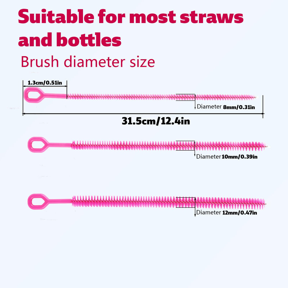 Fukaisu rose-pink brushes show three sizes for versatile straw cleaning.