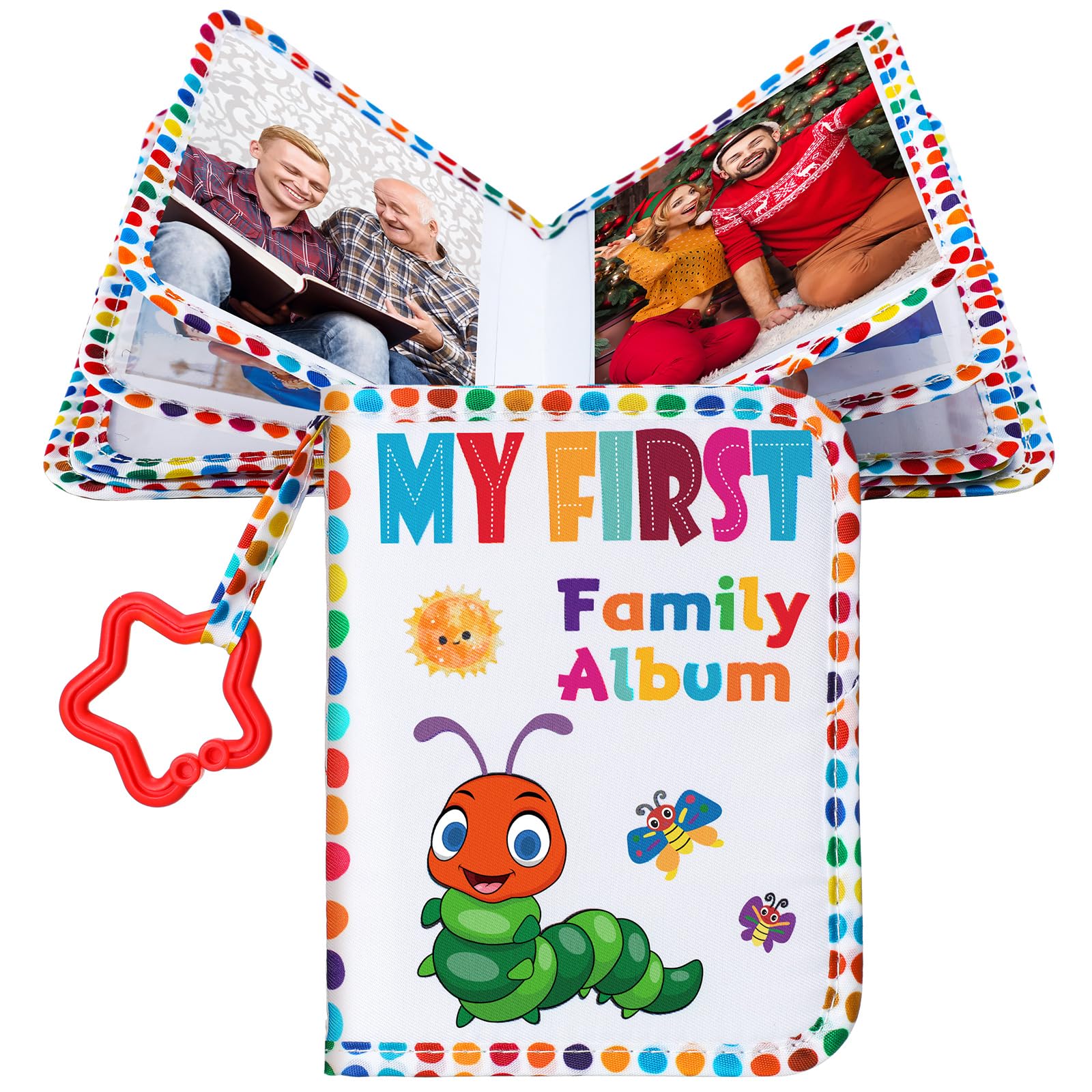 Fullhawl My First Family Album cover front with bright caterpillar design for lasting family memories.