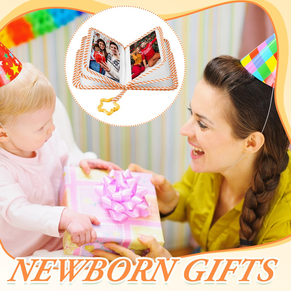 Fullhawl ring attachment clips the album to a crib or stroller.
