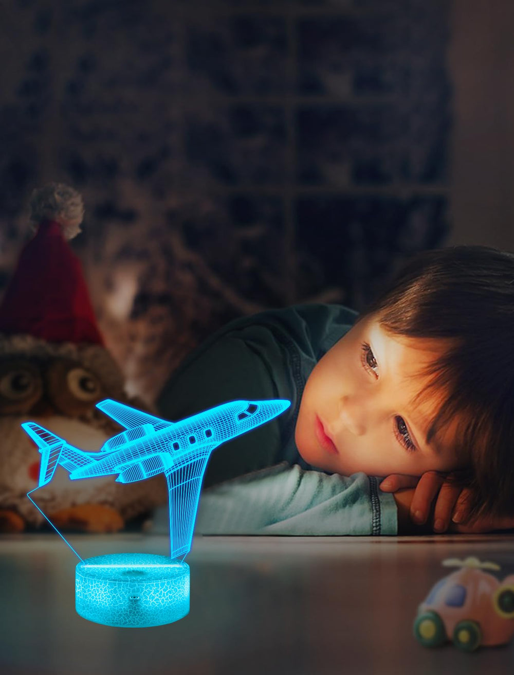 FULLOSUN airplane-night-light-16-colors highlights vivid hues for mood and play.