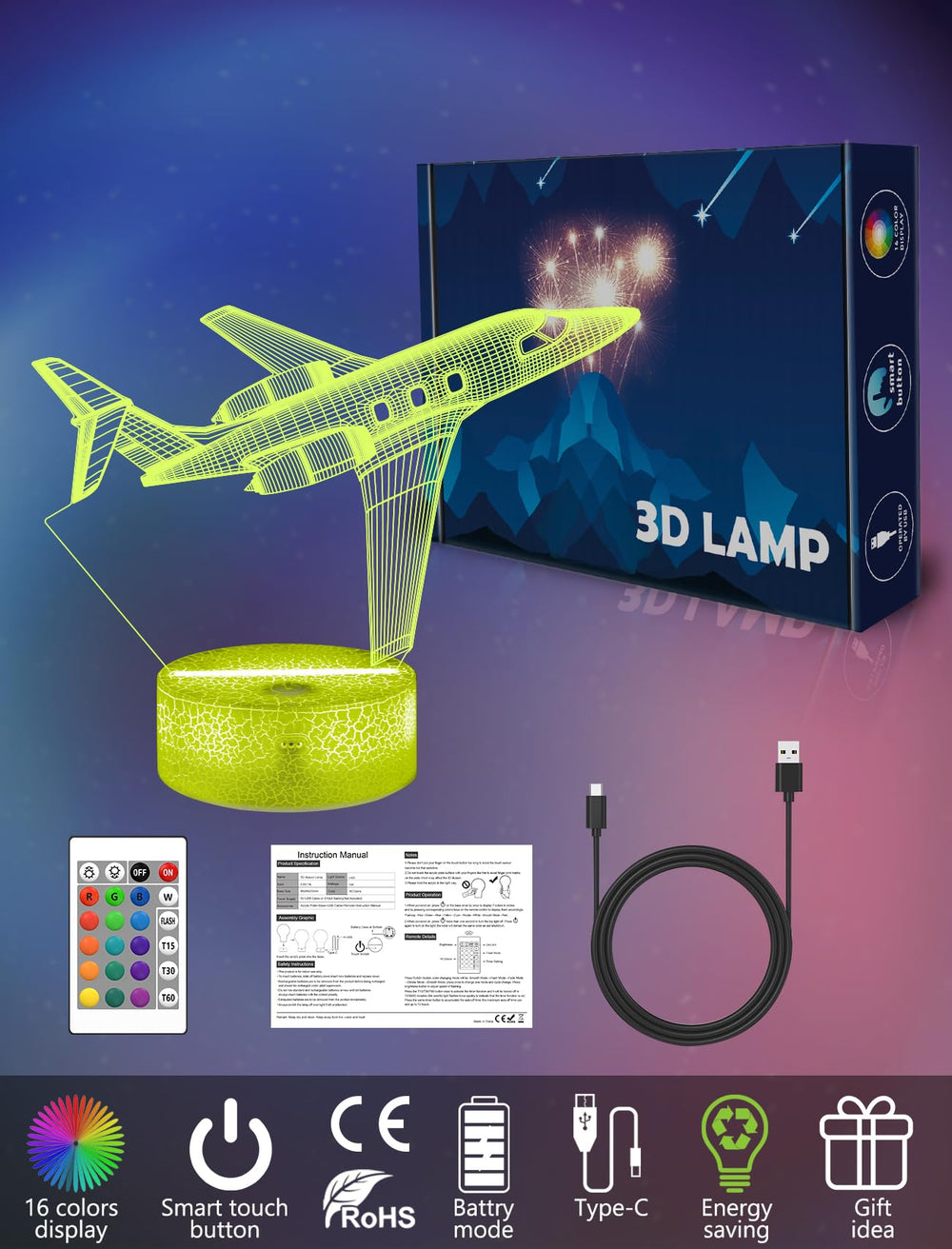 FULLOSUN airplane-night-light-dimmable-brightness enables perfect bedside lighting.