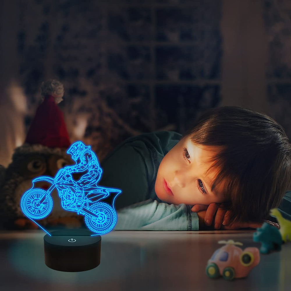 FULLOSUN Dirt Bike Night Light shows 16-color options for playful room ambience
