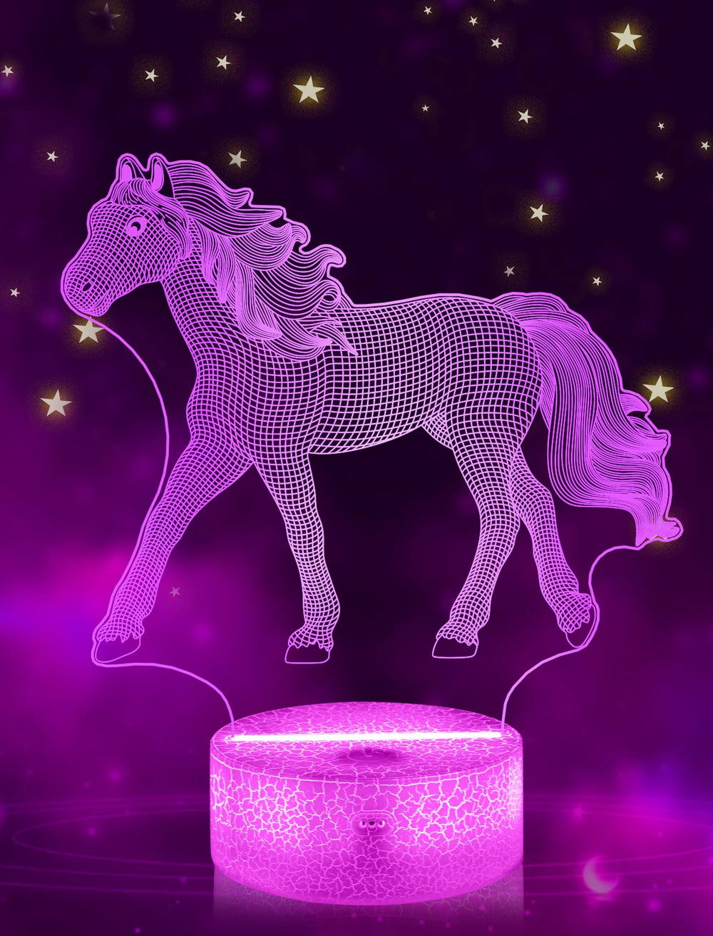 FULLOSUN horse 3D night light base with soft glow for kid's room
