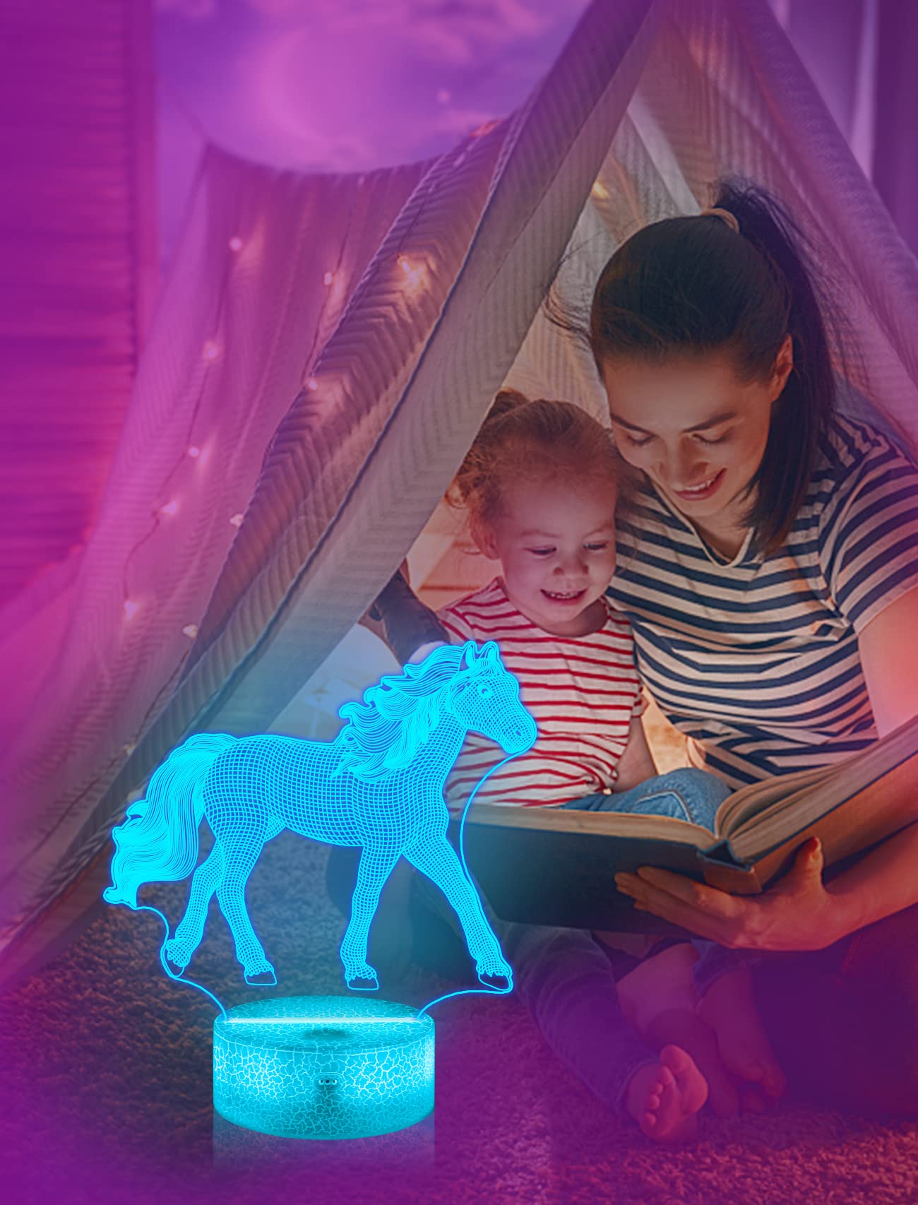 FULLOSUN horse 3D night light gift-pack suitable for birthdays or holidays