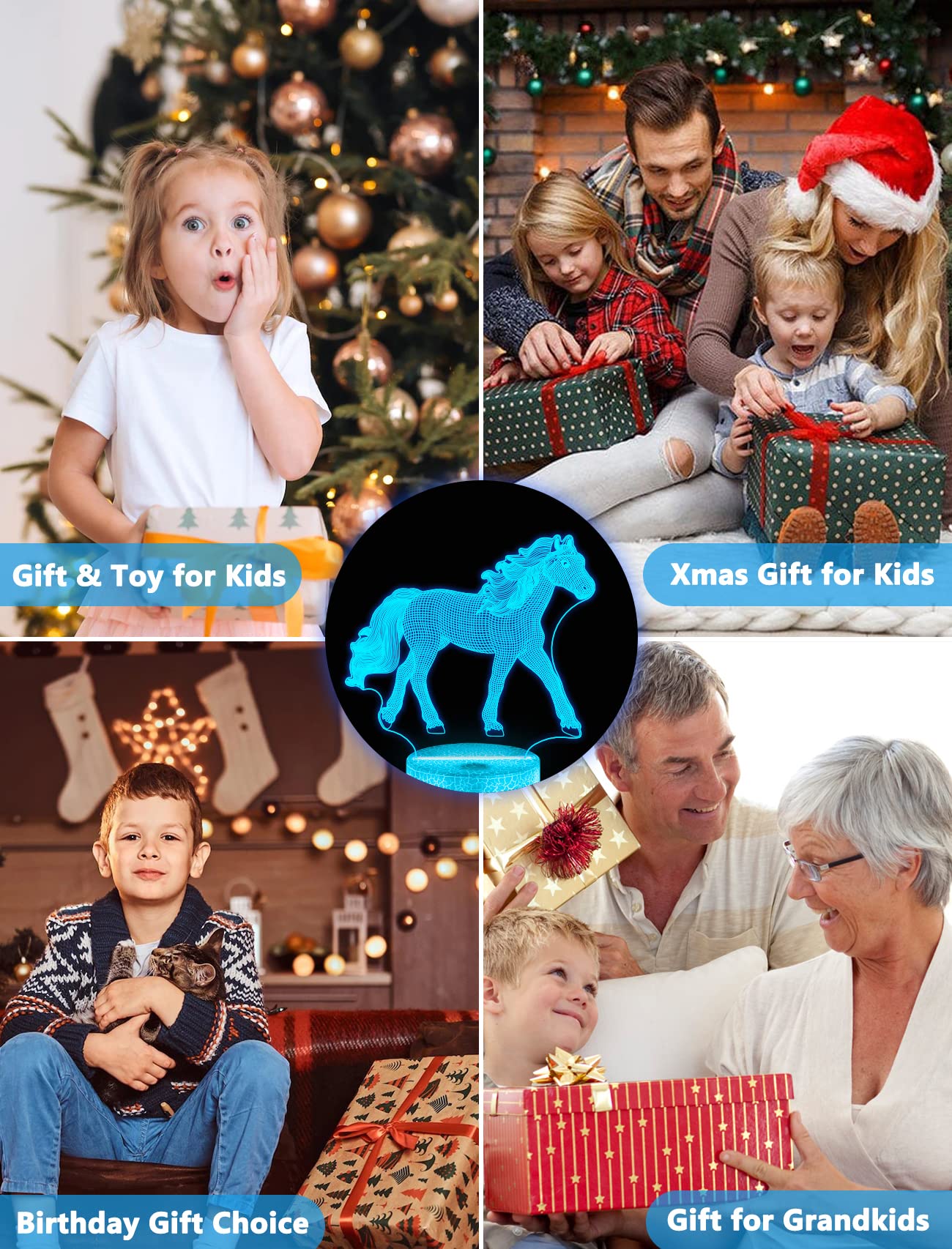 FULLOSUN horse 3D night light remote control for easy color changes