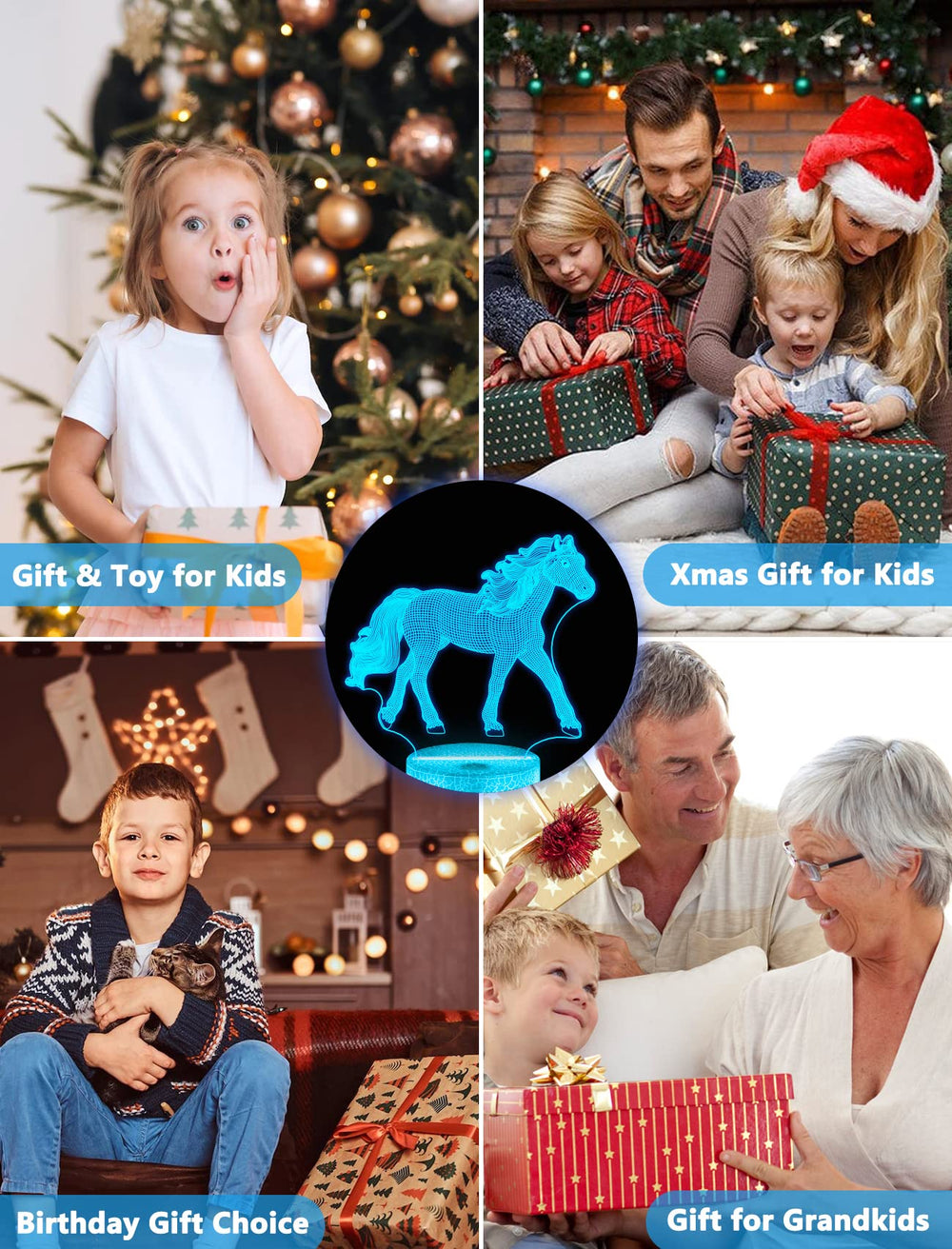 FULLOSUN horse 3D night light remote control for easy color changes
