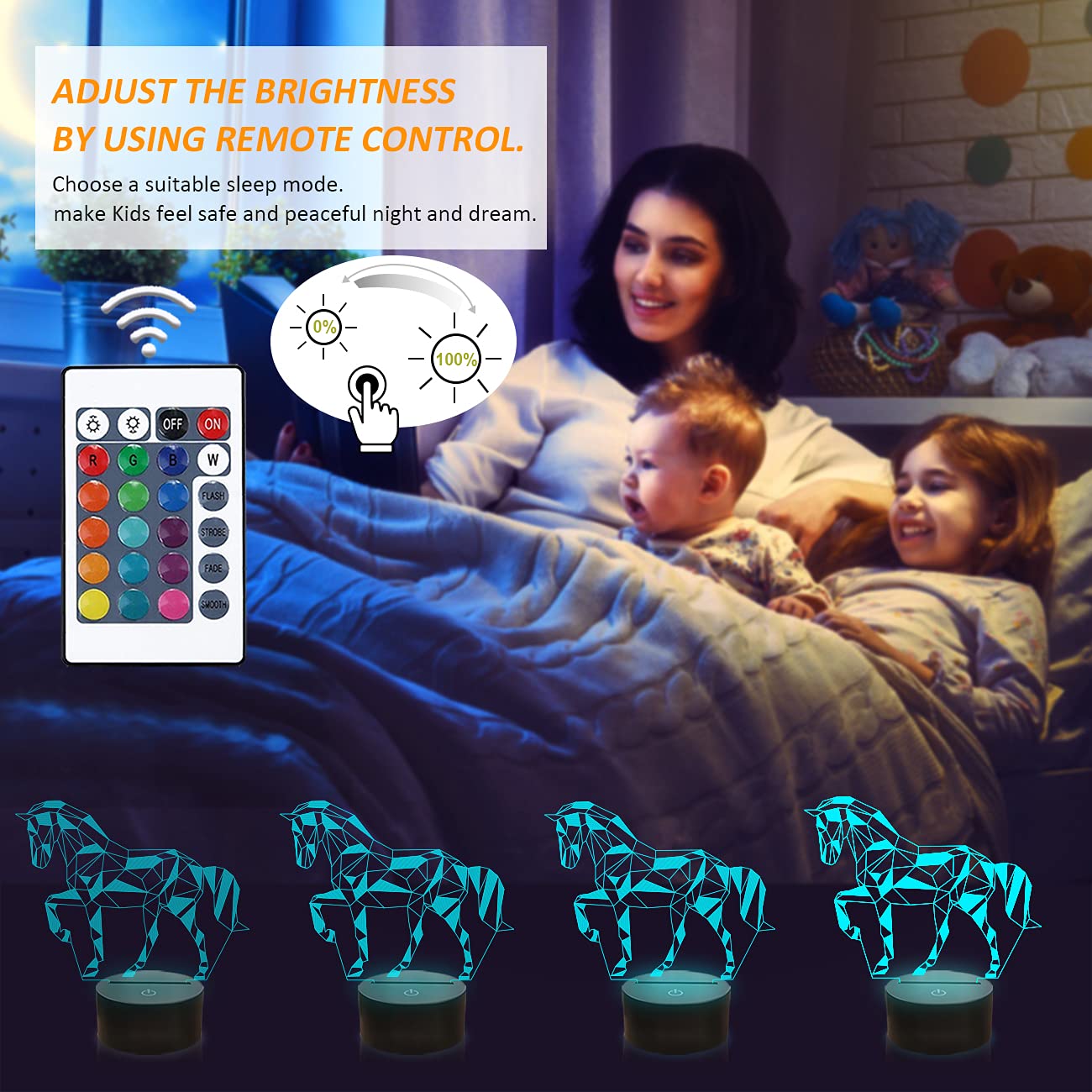 FULLOSUN horse illusion dimmable night light lets you adjust glow to preference.