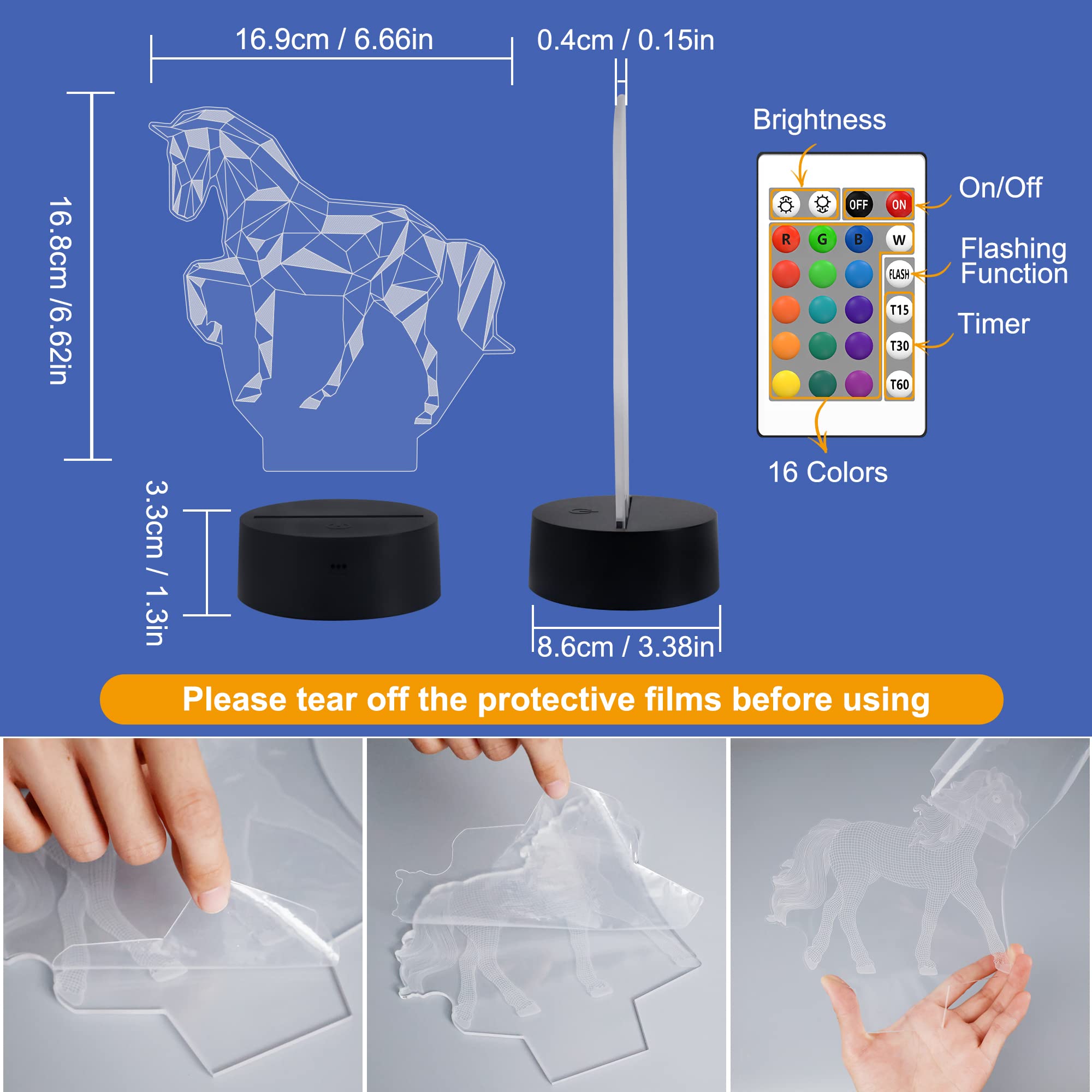 FULLOSUN horse illusion gift-pack night light makes a thoughtful birthday or holiday present.
