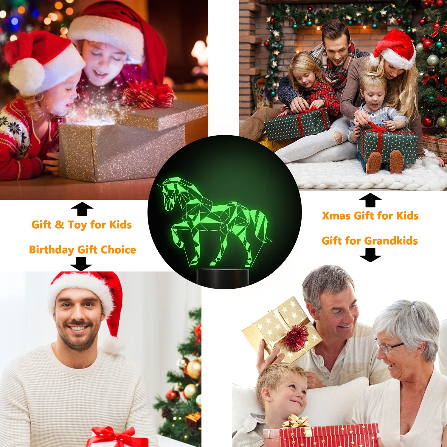 FULLOSUN horse illusion remote-controlled night light offers convenient brightness and color control from bed.