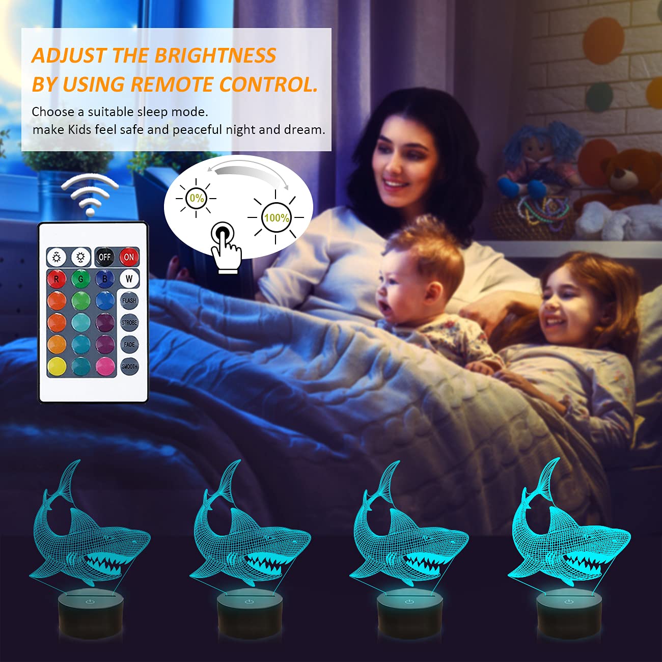 Dimming capability to adjust brightness on the shark lamp