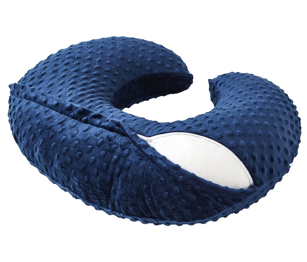 QUENESS Nursing Pillow Estate Blue side profile illustrating ergonomic support