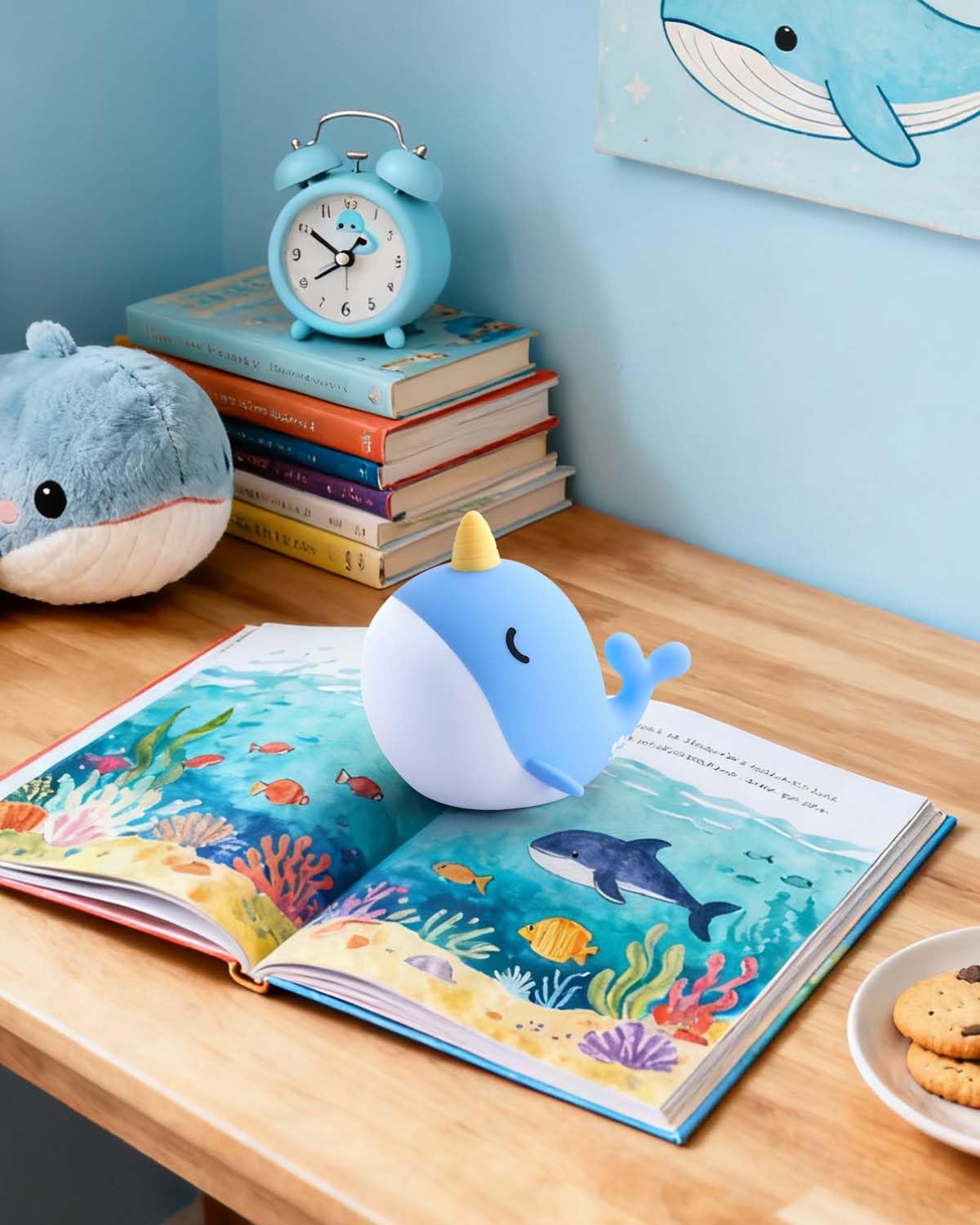 Fuloon Narwhal Night Light kid-friendly lamp for nursery and play.