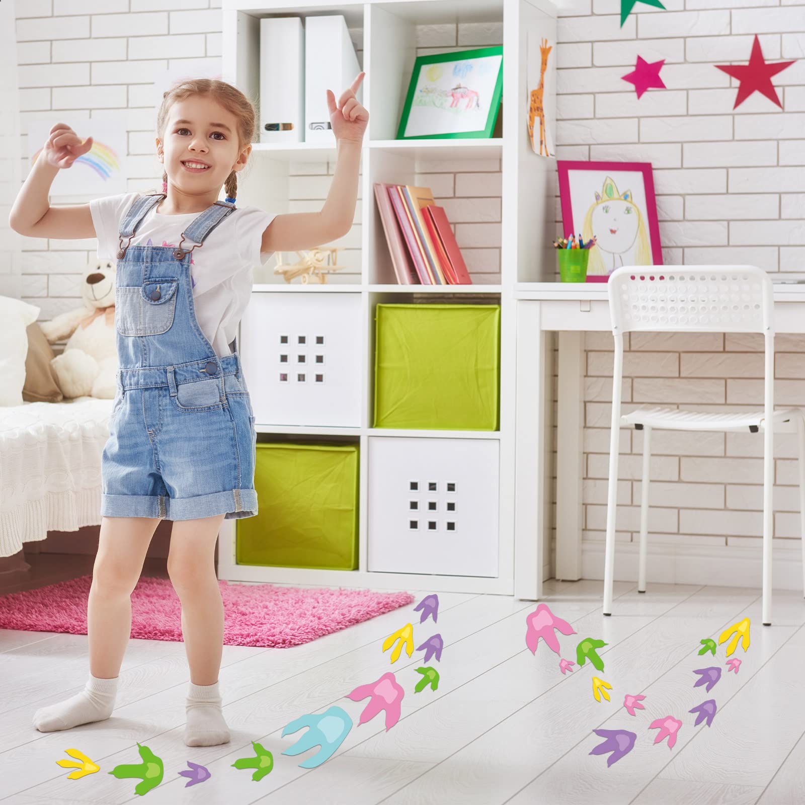 Fumete multi color footprint stickers bring vibrant classroom accents and learning prompts
