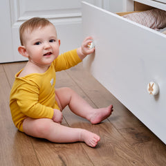 Fumete bear dresser knob provides sturdy, safe furniture accents for nursery