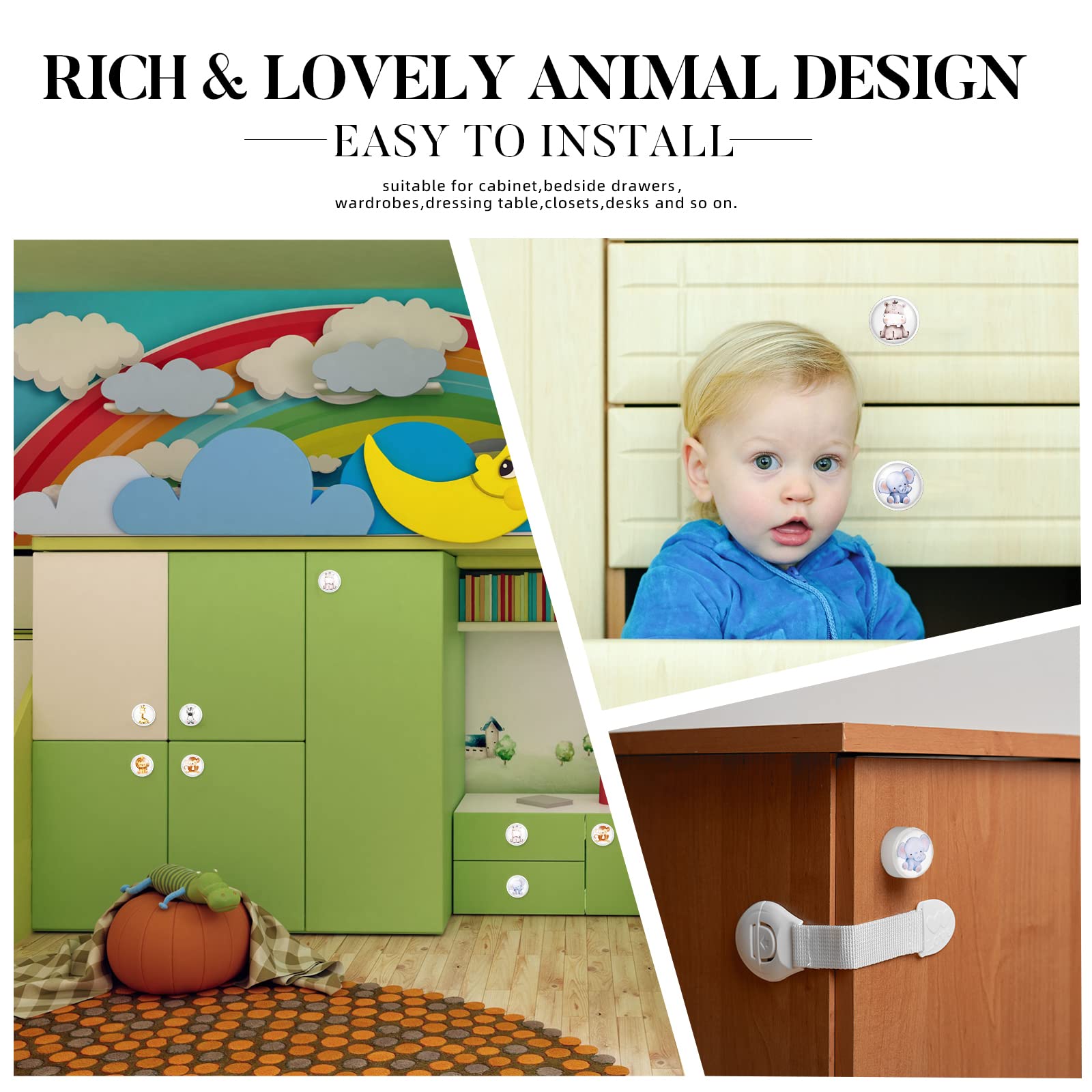 Fumete safari knob pack showcases six animal designs for versatile decor.
