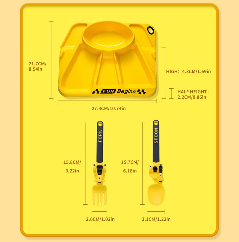 FUN Edu Quest construction utensils fork encourages self-feeding with a safe, comfortable grip.
