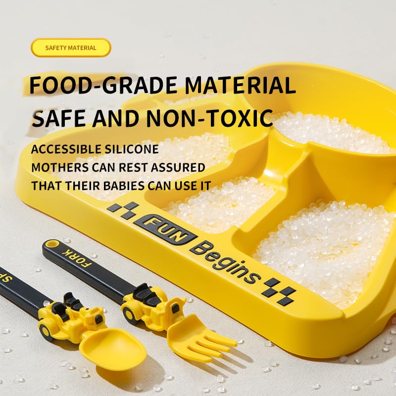 FUN Edu Quest plate includes built-in bowl area for organized meals.