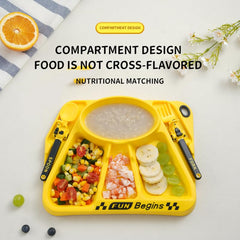 FUN Edu Quest plate divided into four zones assists portion planning.