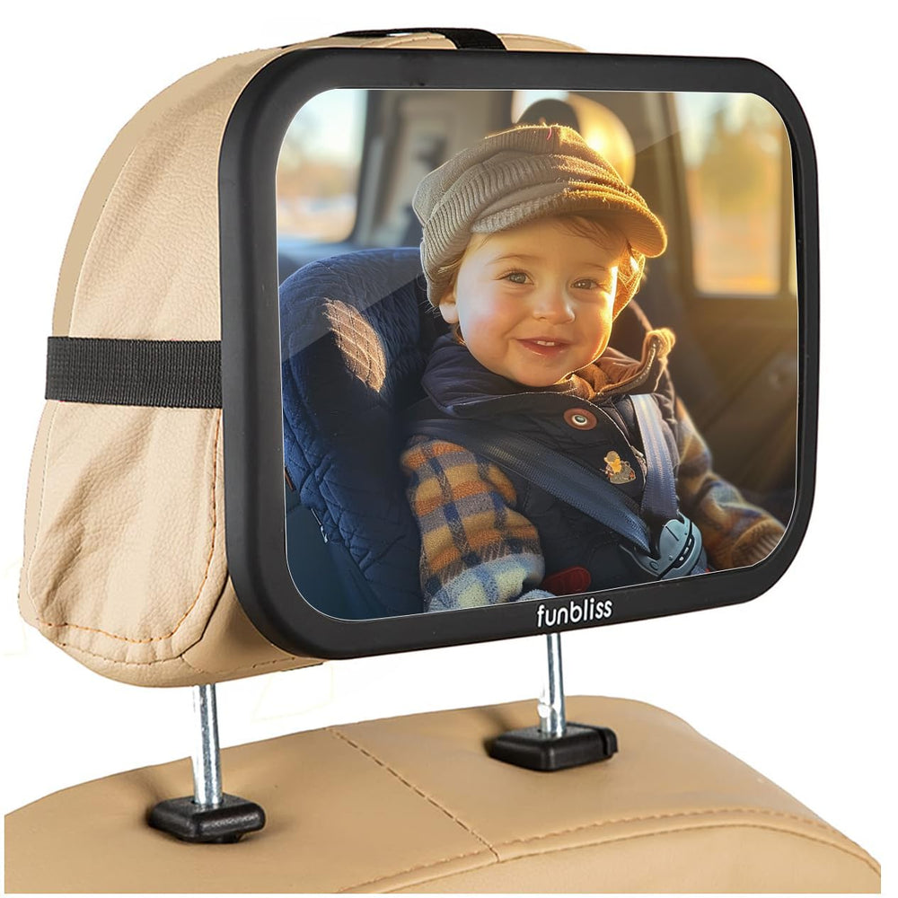 Funbliss baby car mirror wide-angle view for panoramic rear visibility