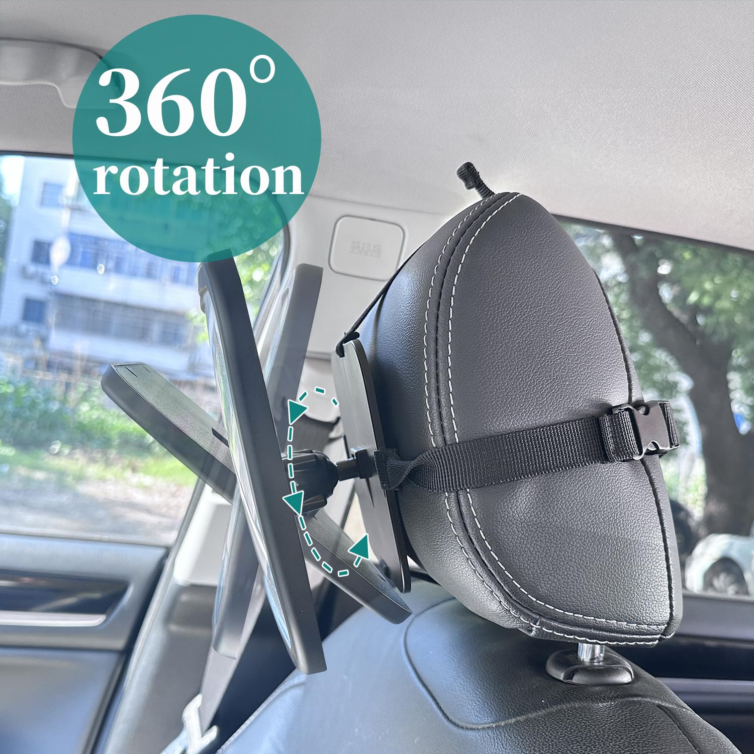 Funbliss convex wide-view mirror provides distortion-free visibility of rear-facing infants.