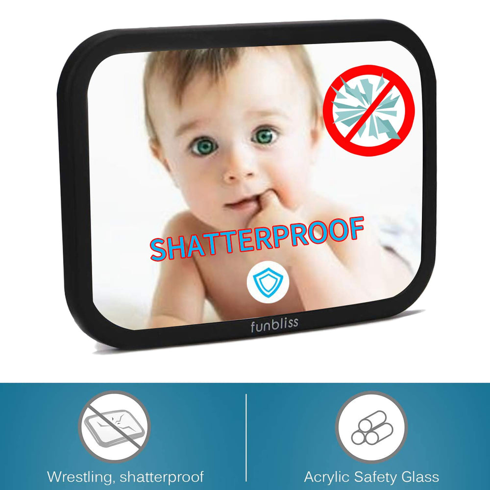 Funbliss backseat mirror ultra-clear PMMA lens for clear infant visibility