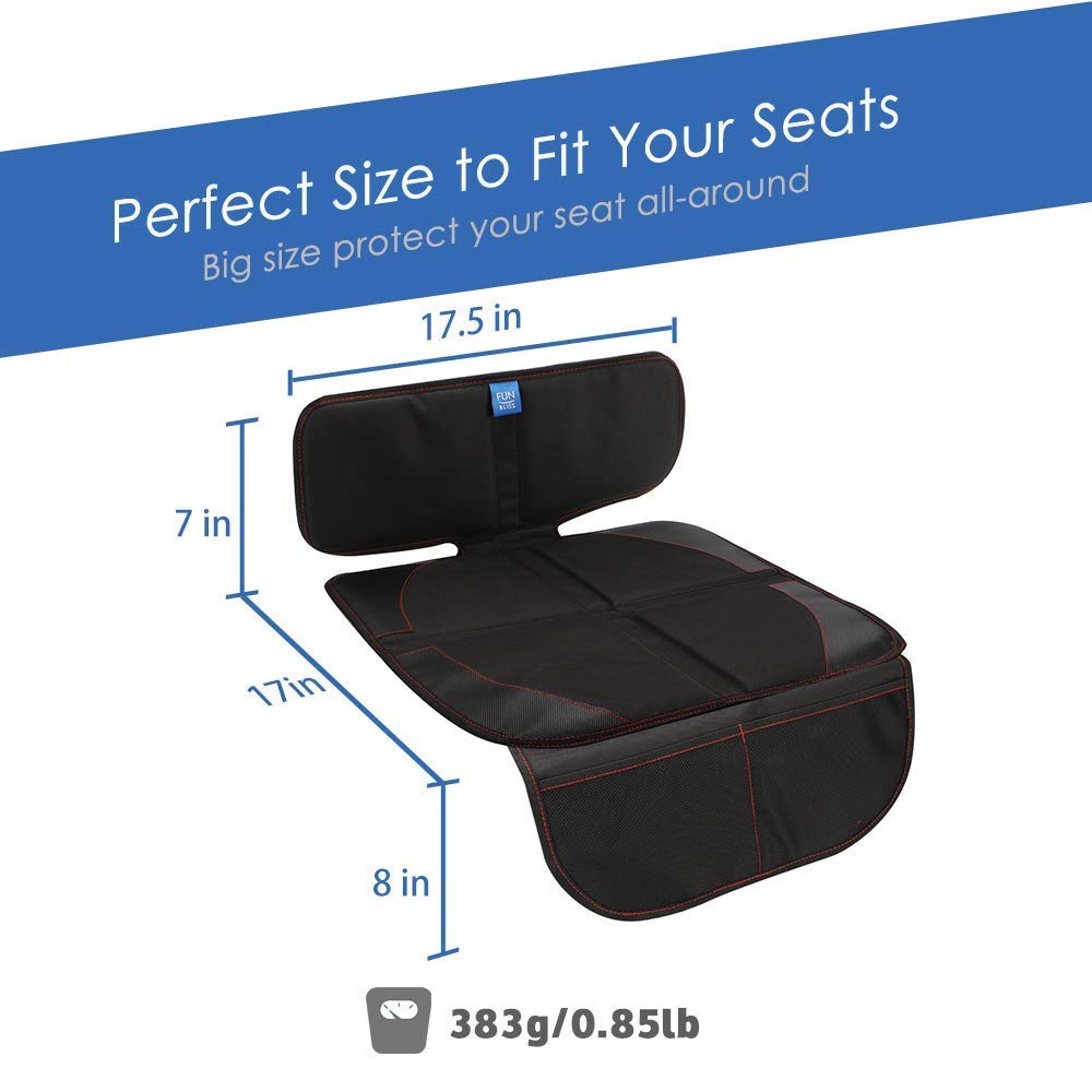 Funbliss car seat protector SUV interior view shows complete coverage for various vehicles.