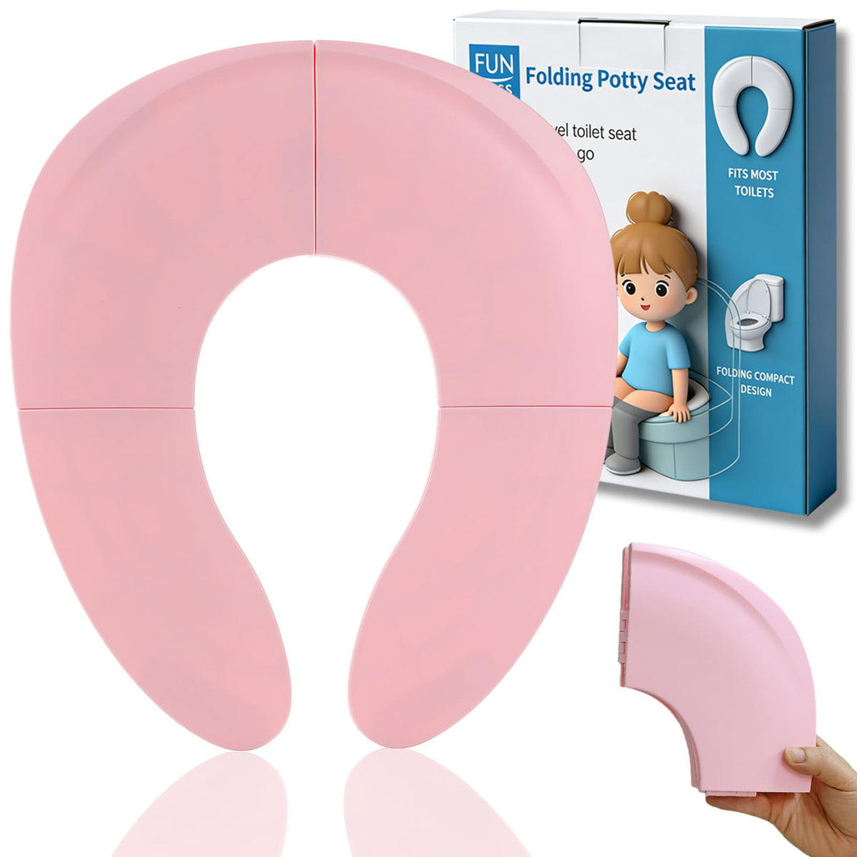 Funbliss folding potty seat closed for travel and storage